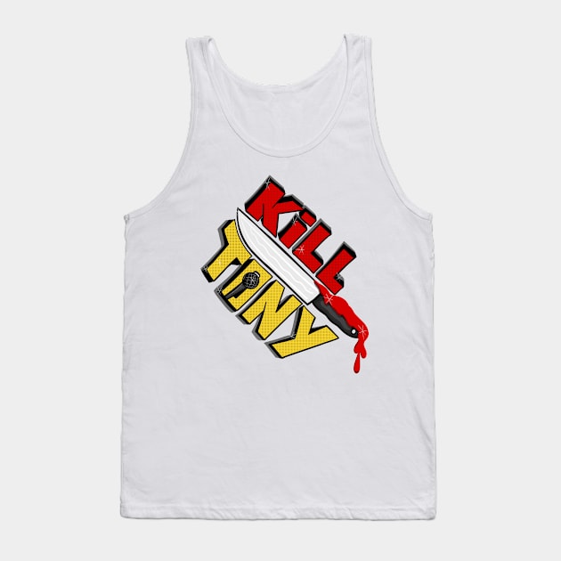 Kill Tony Podcast Fun Fan Logo WIth Microphone and a Knife (Black) Tank Top by Ina